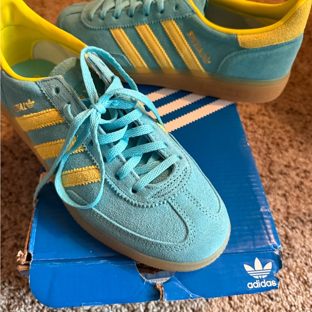 adidas Samba Suede Sneakers in Turquoise & Yellow